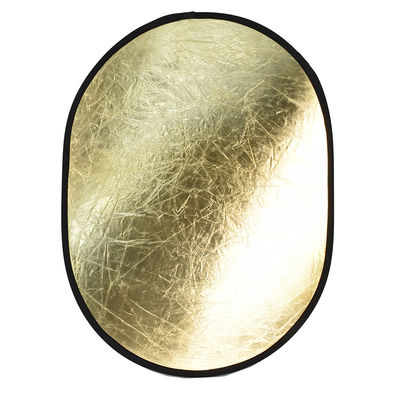 عاكس ضوء بيضاوي ذهبي محمول قابل للطي للتصوير الفوتوغرافي في الاستوديو 120x90 سم