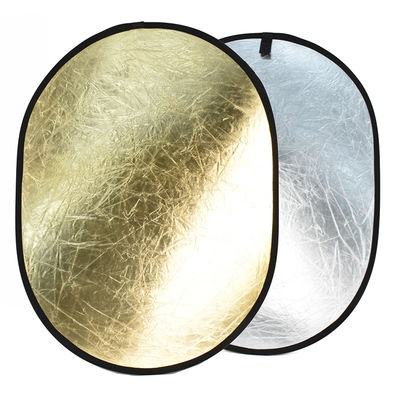 عاكس تصوير محمول قابل للطي مقاس 90 × 120 سم ذهبي وفضي لاستوديو الصور